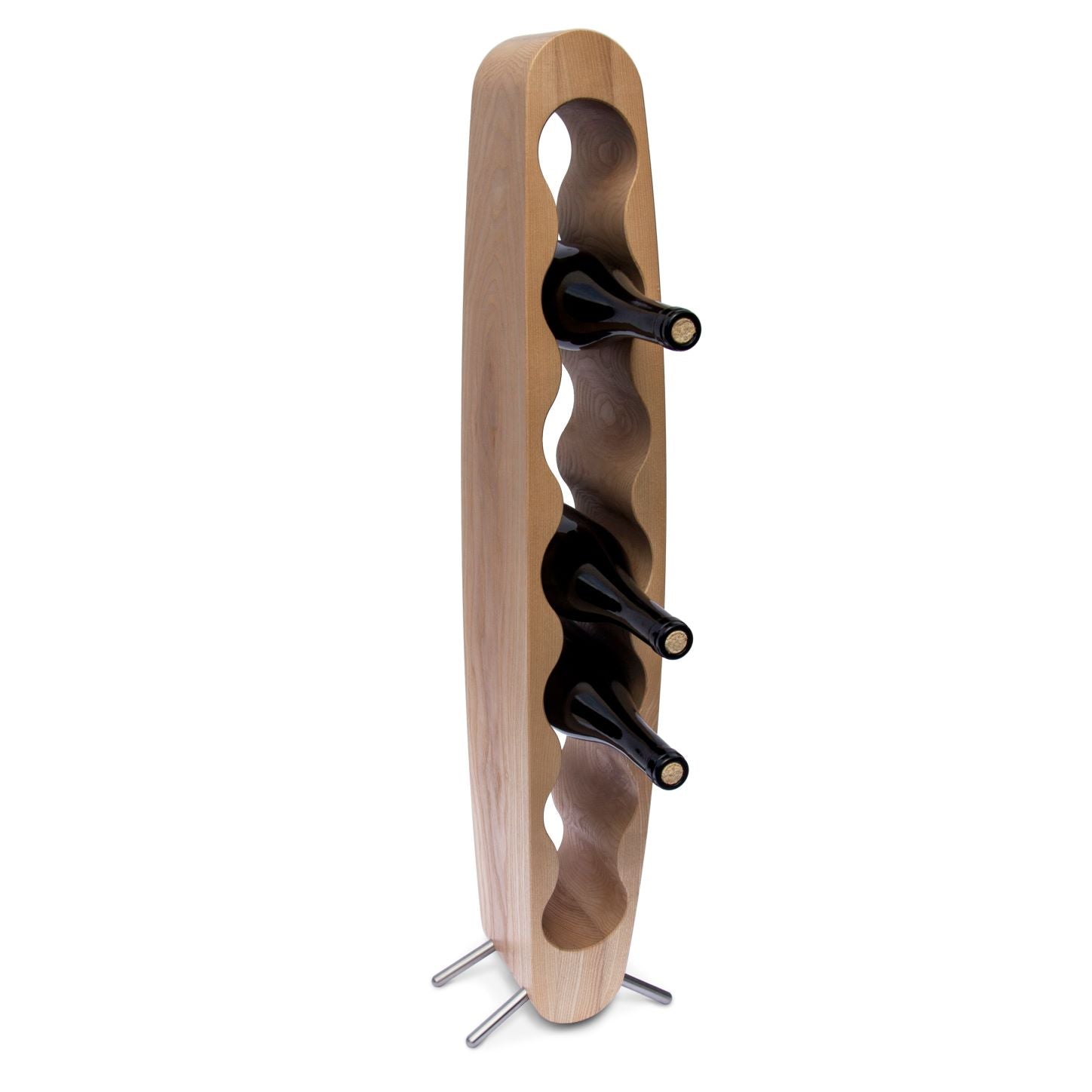 NordicStory Botellero hecho a mano de madera maciza roble EGG, puesto de vinos para 7 botellas